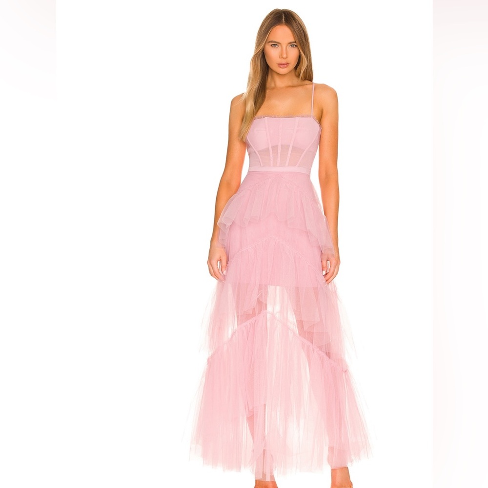 Oly tiered tulle ruffle Pink Rose BCBG dress